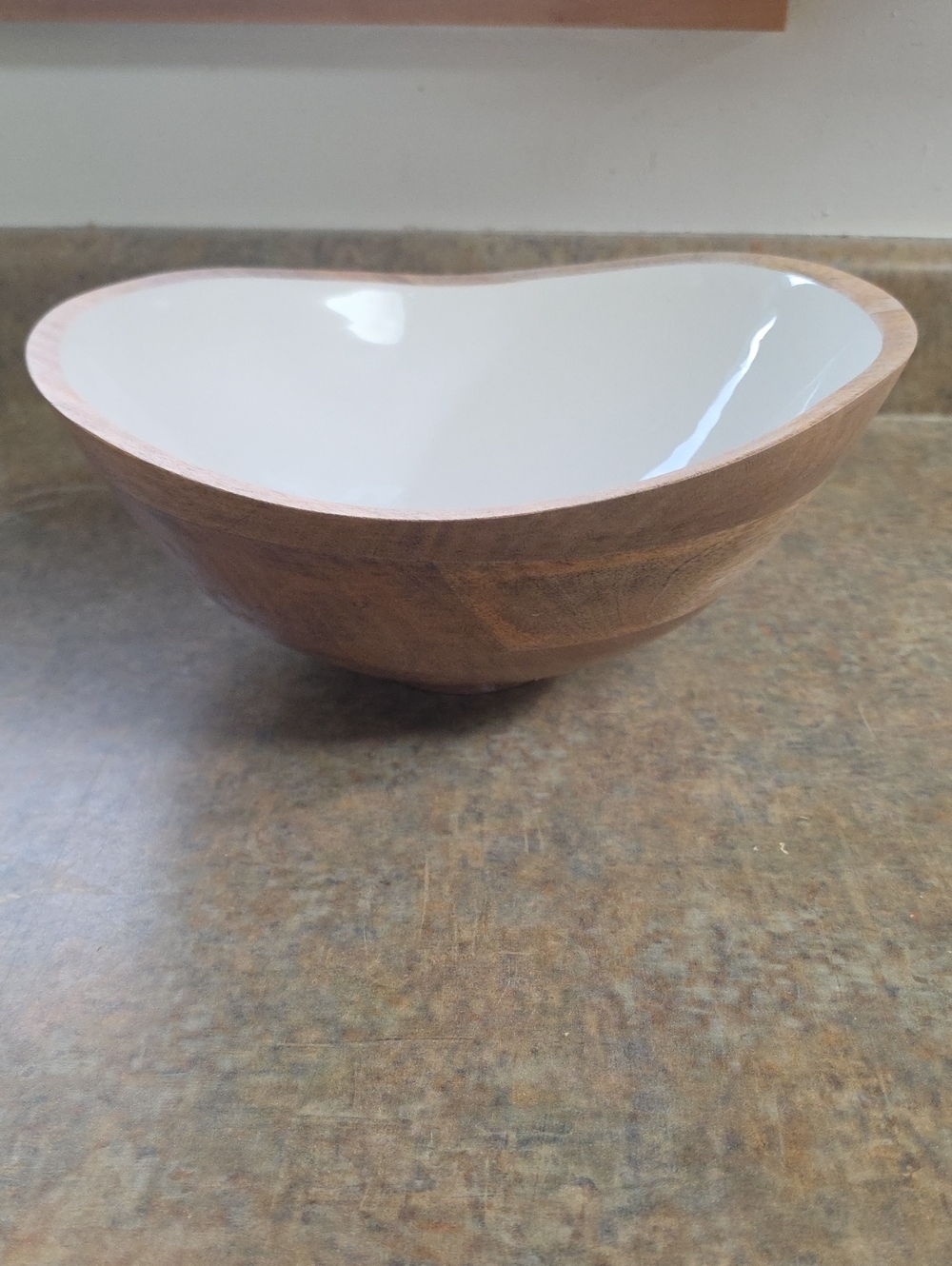 Wood and White -Edged Serving Bowl